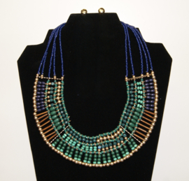 Farao2 necklace: Cleopatra pharaonics. Necklace with blue, green, red and golden beads