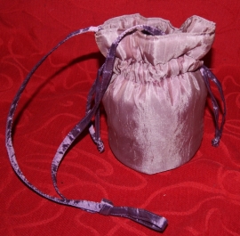 Drawstring bag, SOFT PURPLE, LILAC, padded,  round purse 20 cm high
