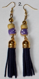 Tassel Earrings TURQUOISE, NAVY BLUE, OFF WHITE, BEIGE with Kachina doll for Good Luck