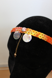 Pailletten glitter hoofdbandje haarband ORANJE PARELMOER