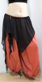 Lightweight, BLACK, semi transparent, asymmetrical organza pointed skirt - one size fits S, M, L, XL