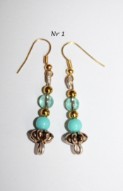 Lichtgewicht Zomerse Atlantis oorbellen TURQUOISE GOUD met kraaltjes - dames meisjes - Bohemian