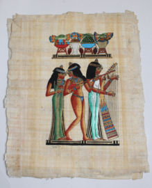 Originele Egyptische papyrus nr 9 met faraonische afbeeldingen  - Muzikantes / Musicians 