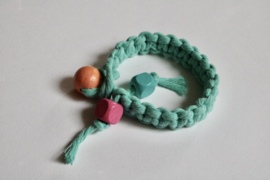Unisex Macramé armband MINTGROEN-TURQUOISE, TAUPE-BEIGE-BRUIN met gekleurde houten kralen - Large