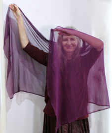 PURPER PAARSE Sluier, dupatta, chiffon, rechthoekig transparant - 90-95 cm x 205-210 cm