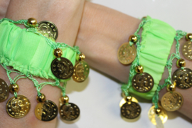 Small Medium - Coin bracelet BRIGHT GREEN   GOLD