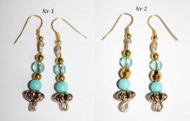 Lichtgewicht Zomerse Atlantis oorbellen TURQUOISE GOUD met kraaltjes - dames meisjes - Bohemian