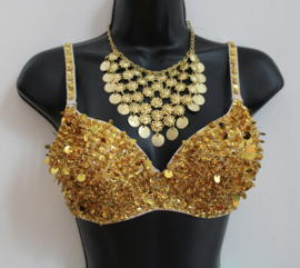 AB B 70 - Fully sequinned GOLDEN bra