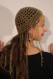 Beaded cap Cleopatra GOLD - Perruque Cléopatre perlée dorée