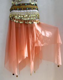 ZALM ROZE ORANJE , tule puntenrokje met GOUDEN muntjes - one size fits S, M, L - size 36/38/40