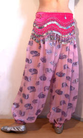 Harembroek chiffon LICHT ROZE ROSE met glinster motiefje - One size