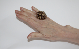 One size adaptable size - GOLDEN flower beaded ring XL