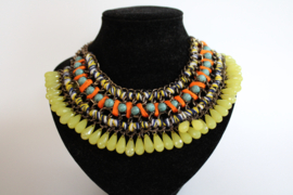 Choker necklace "Let the sun shine" ORANGE, TURQUOISE, YELLOW, GOLDEN frame