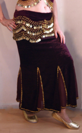 XS Extra Small S Small M Medium - Bellydance skirt mermaid velvet WINERED GOLD