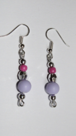 PINK LILAC SILVER beaded earrings for girls and ladies