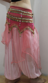 GXXXL FUCHSIA GOLD Bellydance velvet coinbelt - GXXXL FUCHSIA OR ceinture danse orientale