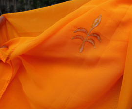 Veil rectangle chiffon, FLUO BRIGHT ORANGE, with embroidered motive
