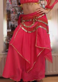 Small Medium - Bellydance skirt oriental tulip FUCHSIA BRIGHT PINK, GOLD