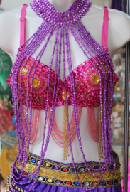 Beaded necklace bellydance showdance Burlesque gogo dance PURPLE - Collier busier VIOLET