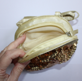 Pailletten beursje, mini glitter handtasje GOUD GEEL volledig gepailletteerd - Fully sequinned GOLDEN YELLOW mini glitter purse
