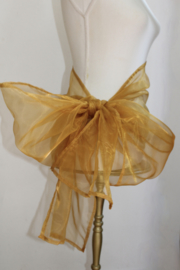 Transparent Organza small veil shawl headband GOLD