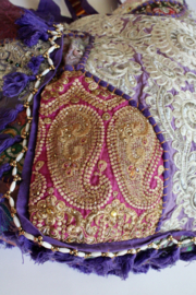 Richely embroidered and flowered Banjari Indian Bohemian Bag PURPLE1 PINK MULTICOLORED GOLD