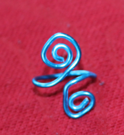 Krullen ring BLAUW - one size adaptable - Curly ring BLUE