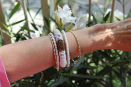 5-piece beaded bracelet set Indian Ibiza style WHITE GOLD