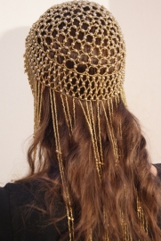 Beaded cap Cleopatra GOLD - Perruque Cléopatre perlée dorée