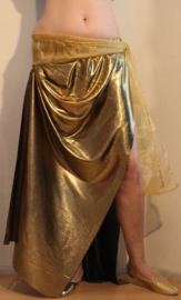 One size fits M, L, XL - Shiny 2-slit GOLDEN straight skirt - Jupe drapée, DORÉE à 2 fentes