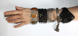 5-delig setje van ZILVERkleurige bangles gedraaid - S/M Small/Medium 6,7 cm diameter