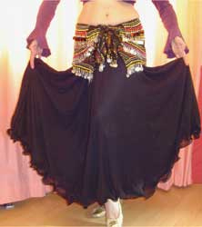 S/M/L of M/L/XL - 2 layer skirt BLACK - Jupe danse orientale classique NOIRE doublée