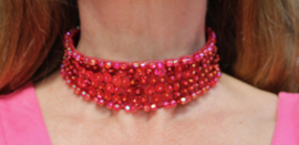 Fully sequinned necklace STONE RED - Collier sequins et perles ROUGE PIERRE
