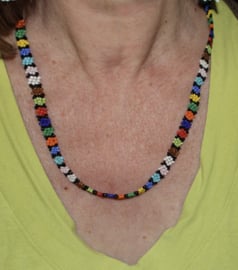 Hippie kraaltjes bloemetjes halssnoer MULTICOLOR - Hippy beaded flower necklace MULTICOLORED