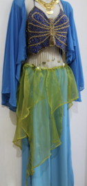 YELLOWISH GREEN, asymmetrical, pointed skirt with elastic waistline - one size fits XS, S, M size 34/36/38