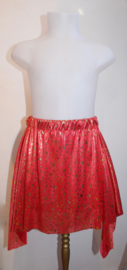 5-9 year old - Pointed Party skirt with moons, stars, trees and spirals,  for girls BRIGHT RED GOLD