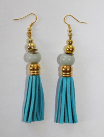 Tassel Earrings with TURQUOISE glass bead and GOLDEN accents