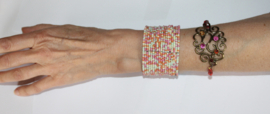 Flexible Beaded bracelet Ibiza fashion style BRIGHT GREEN, ORANGE, PINK - Bracelet d'été aux petites perles style vacances Ibiza et Indien fluo ROSE FUCHSIA VERT ORANGE