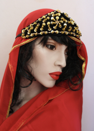 Beads and sequins decorated headband / hair band / necklace BLACK GOLD