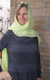 Dupatta, lange smalle  rechthoekige chiffon sjaal LIME GROEN - 54 cm x 225 cm