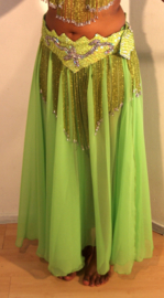 Setje : 1 split Rok + half ronde sluier LICHT GROEN chiffon