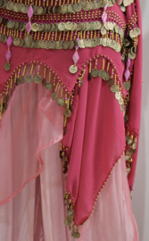 GXXXL FUCHSIA GOLD Bellydance velvet coinbelt - GXXXL FUCHSIA OR ceinture danse orientale