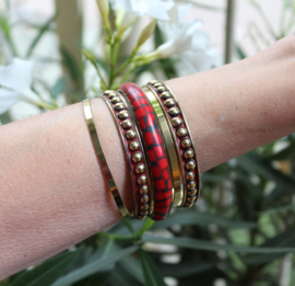 5-delige armbanden set GOUD ROOD ZWART - diameter 6,5 cm - 5-piece bracelet set, bangles GOLD RED BLACK