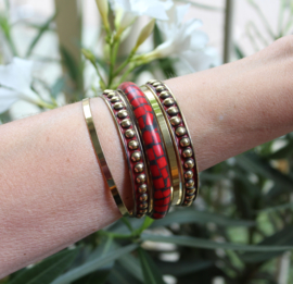 diameter 6,5 cm - 5-piece bracelet set, bangles GOLD RED BLACK