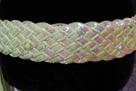 Sequinned braided belt LIGHT GREEN, iridiscent