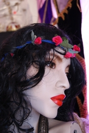 Bloemetjes hippie hoofdbandje meisjes dames met roosjes - one size - Hippy girls ladies flower head band with roses