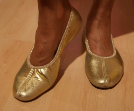 Bellydance slippers shoes GOLD, leather sole - Souliers pour la danse orientale DORÉS