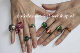57-58 size - Ring SILVER with ORANGE Cats eye gemstone
