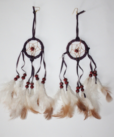 Medicine Woman Dreamcatcher earrings DEEP PURPLE, natural feathers and beads decorated