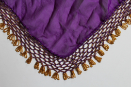 Driehoek sjaal met kralen haakwerk PAARS chiffon, GOUD - GEg1 S / M
